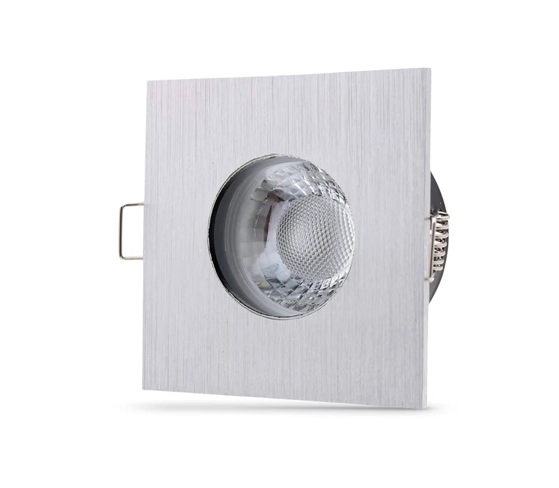 LED Einbaustrahler IP65 Dimmbar - Aluminium gebürstet quadratisch 5W GU10 - Fora