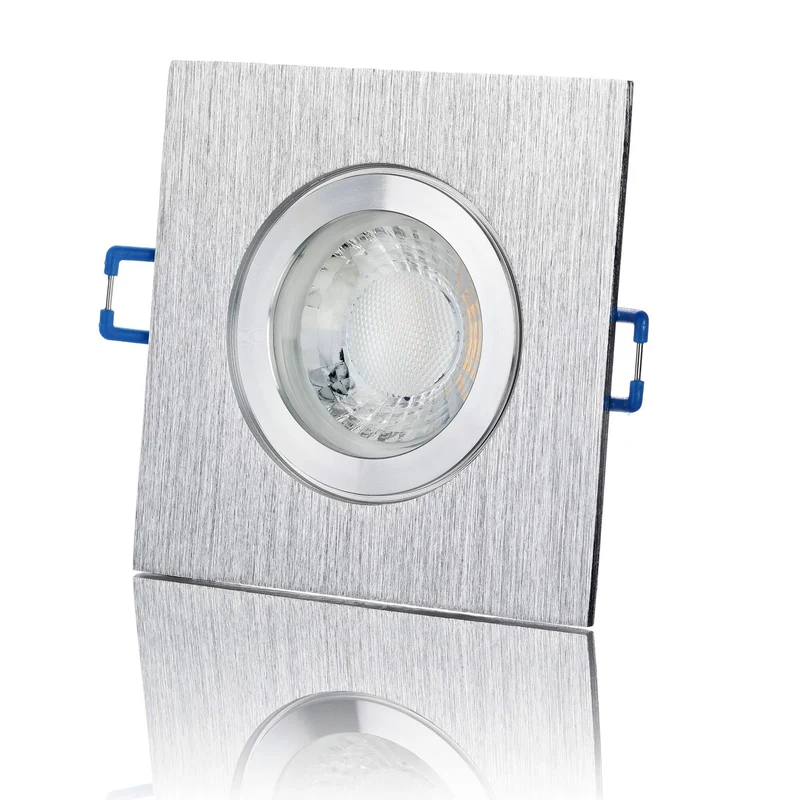 LED Einbaustrahler IP44 Dimmbar - Alu gebürstet Eckig 5W GU10 LED - Banja