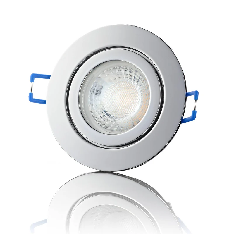 LED Einbaustrahler IP44 Dimmbar - Chrom Rund 5W GU10 LED - Agua