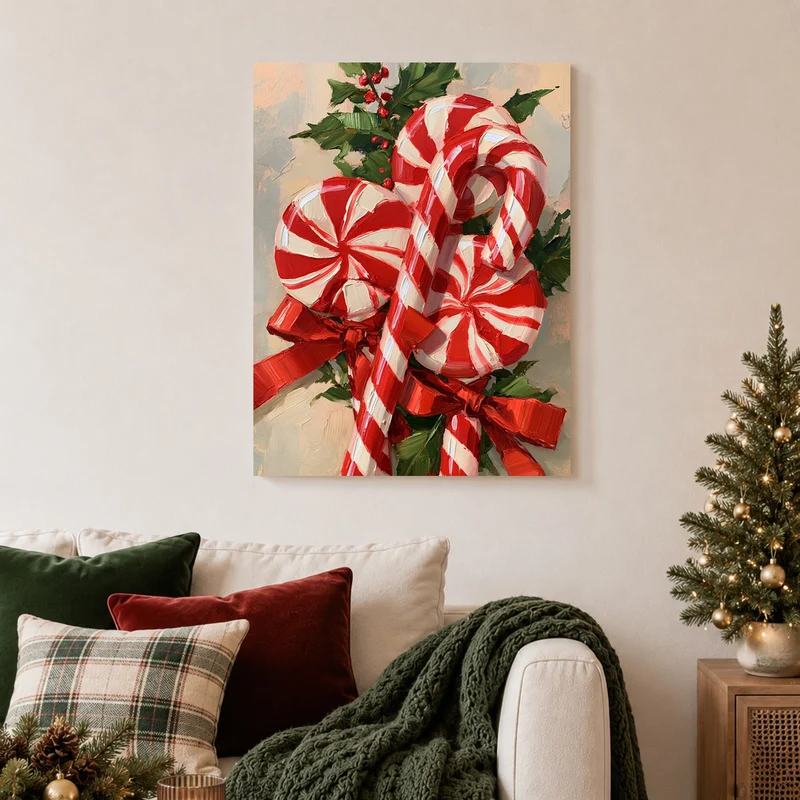 Zuckerstangen im Weihnachtsglanz Leinwand