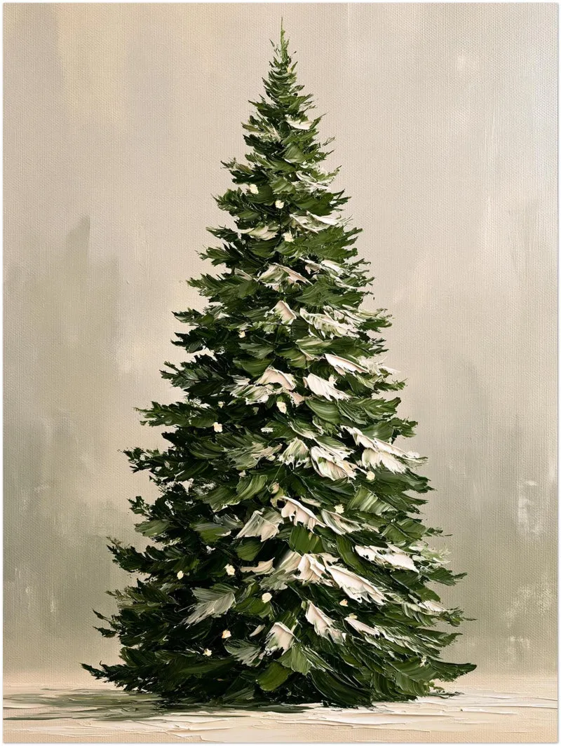 Verschneiter Tannenbaum im Winter Leinwand