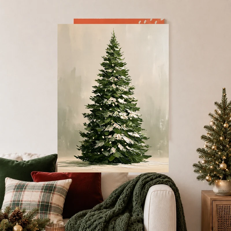 Verschneiter Tannenbaum im Winter Leinwand