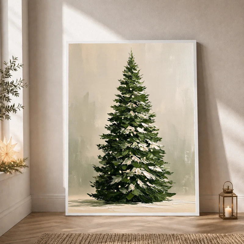 Verschneiter Tannenbaum im Winter Poster