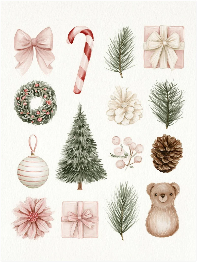 Aquarell Weihnachtssammlung Leinwand