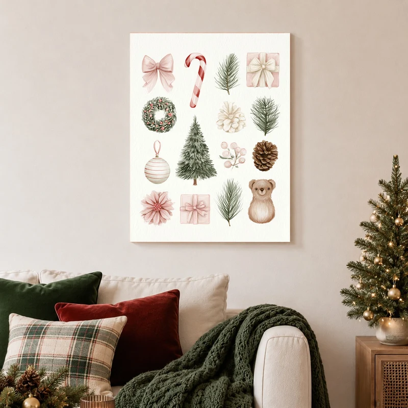 Aquarell Weihnachtssammlung Leinwand