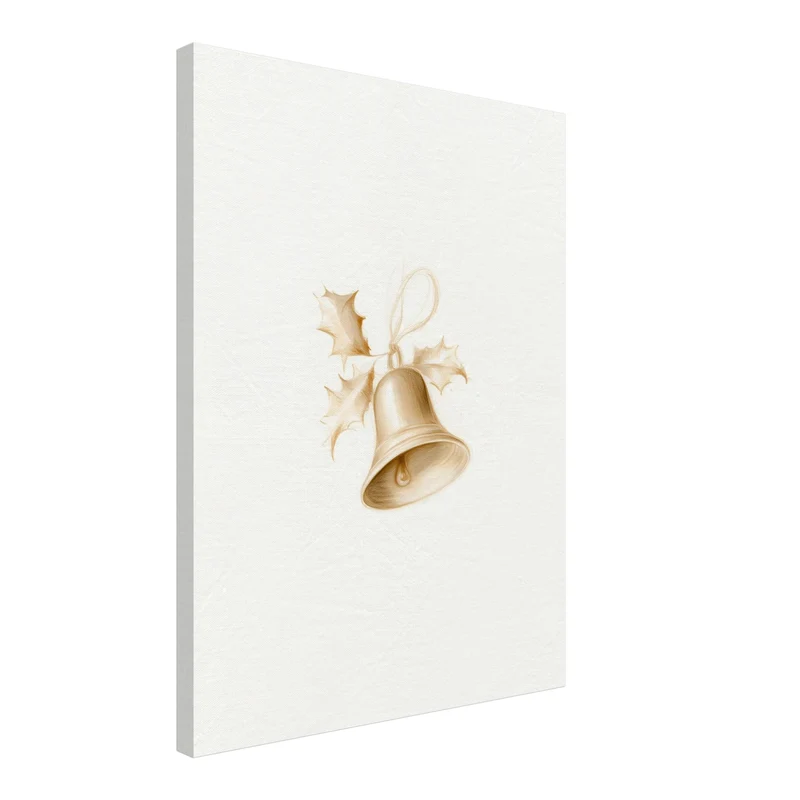 Goldene Weihnachtsglocke mit Stechpalme Leinwand