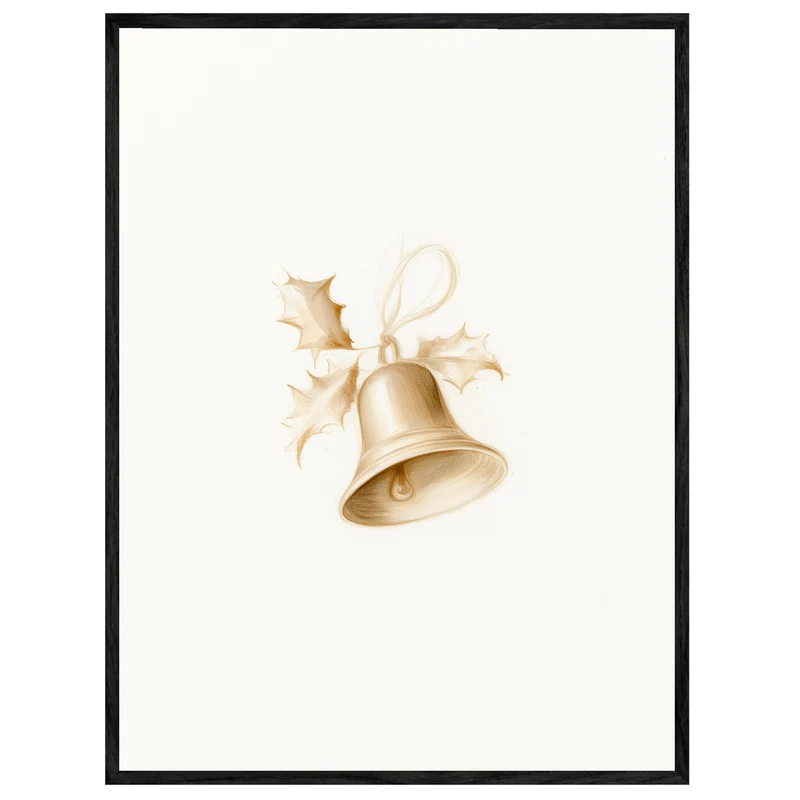 Goldene Weihnachtsglocke mit Stechpalme Leinwand