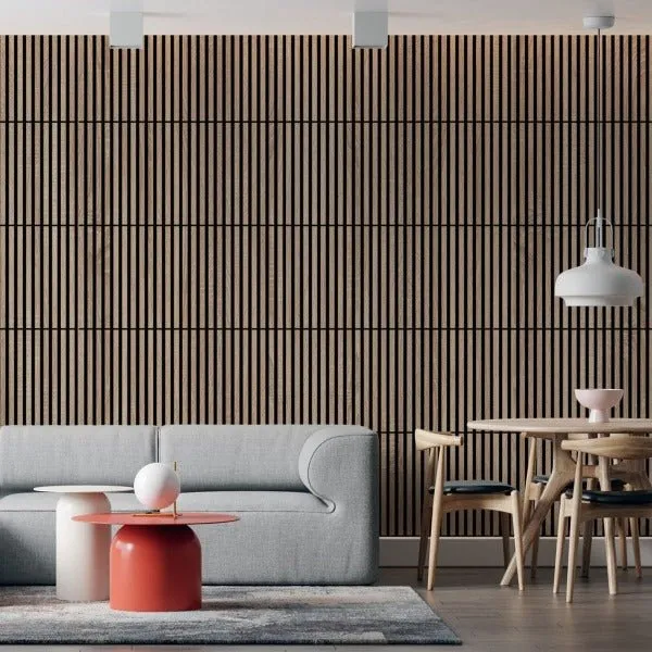 Wooden Acoustic Panels - GREY OAK Wall Slats