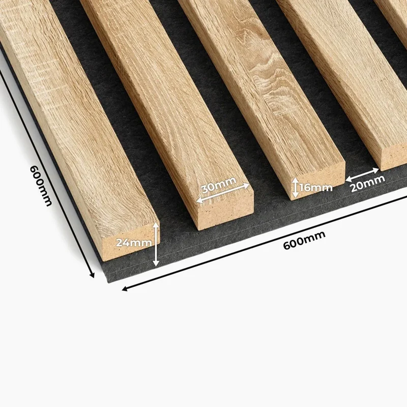 Wooden Acoustic Panels - GREY OAK Wall Slats