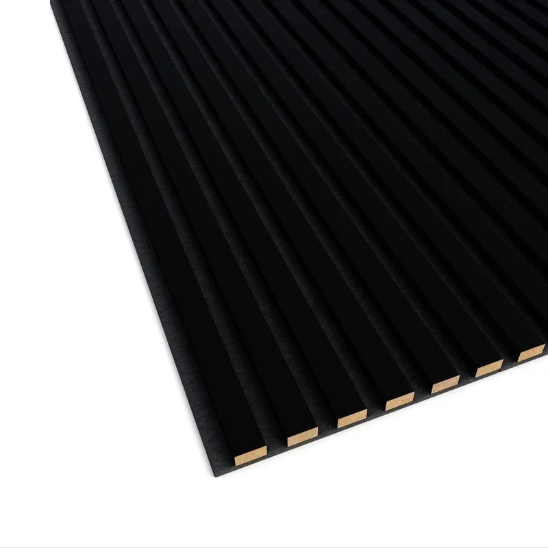 Black Matt Acoustic Slatted Wall Panels