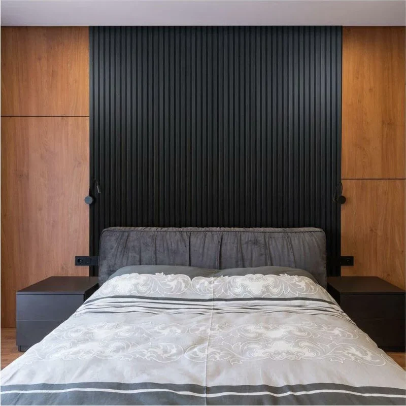 Black Matt Acoustic Slatted Wall Panels