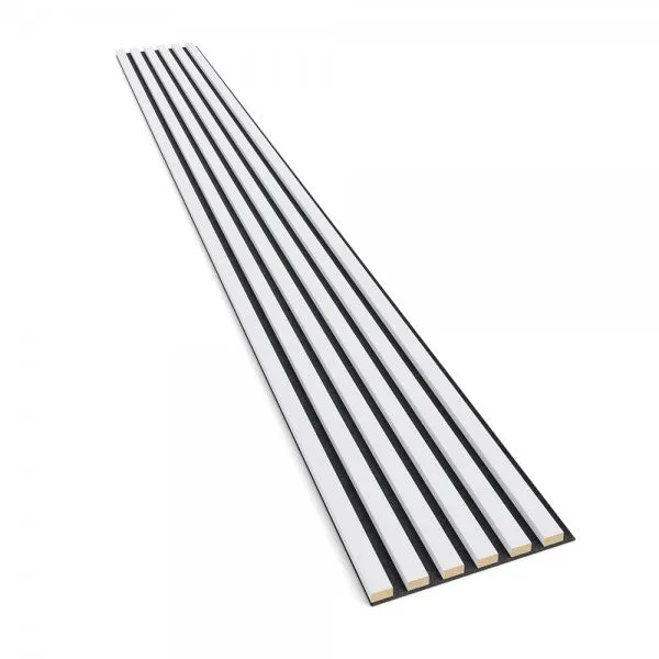White Matt Acoustic Slatted Wall Panels