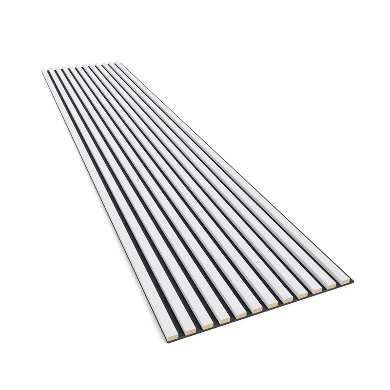 White Matt Acoustic Slatted Wall Panels