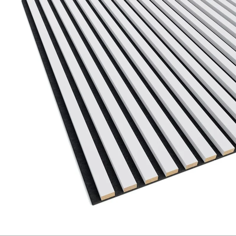 White Matt Acoustic Slatted Wall Panels