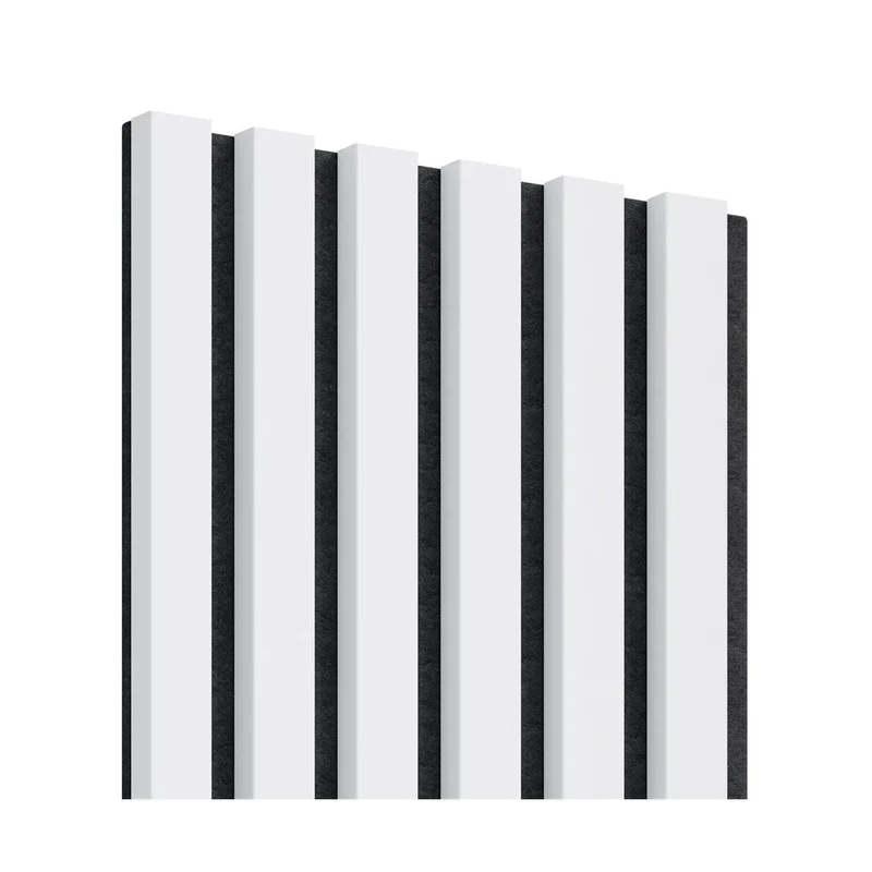 White Matt Acoustic Slatted Wall Panels
