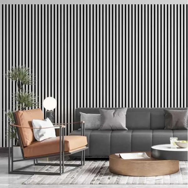 White Matt Acoustic Slatted Wall Panels