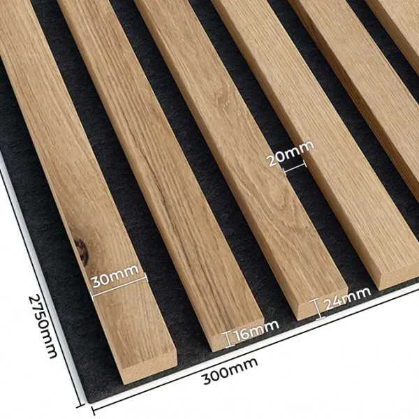 European OAK Acoustic Slatted Wall Panels