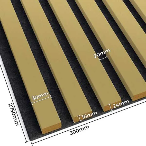 Golden Acoustic Slatted Wall Panels