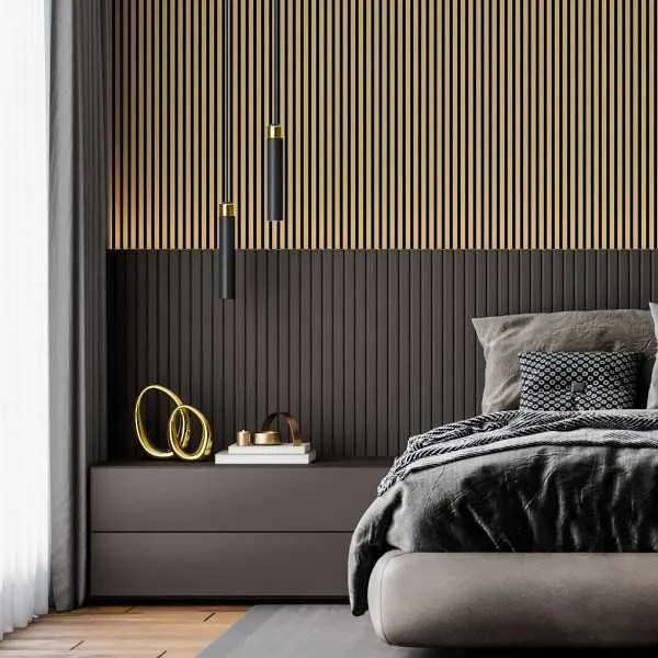 Golden Acoustic Slatted Wall Panels