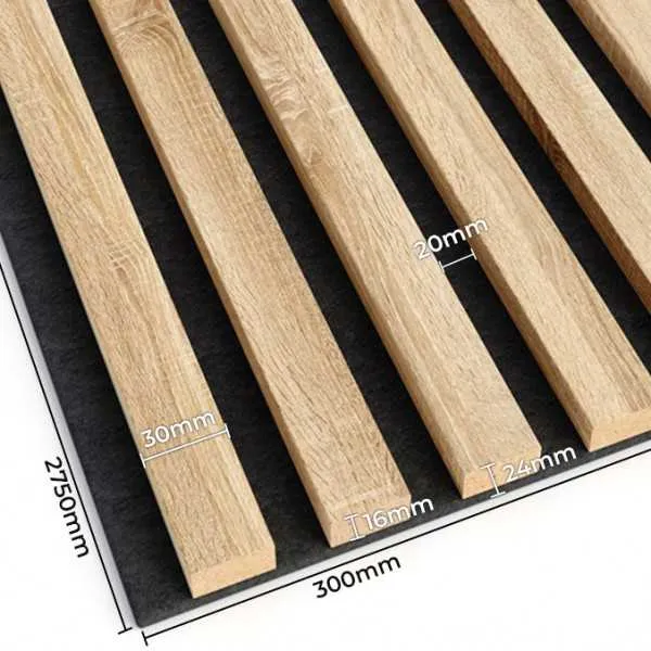 OAK Grey Acoustic Slatted Wall Panels