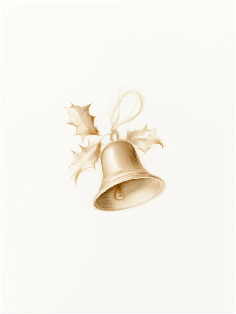 Goldene Weihnachtsglocke mit Stechpalme Poster