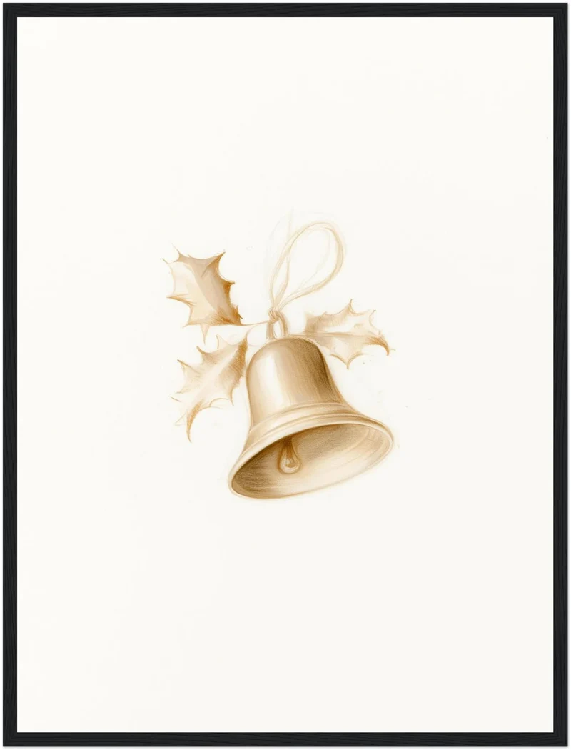 Goldene Weihnachtsglocke mit Stechpalme Poster