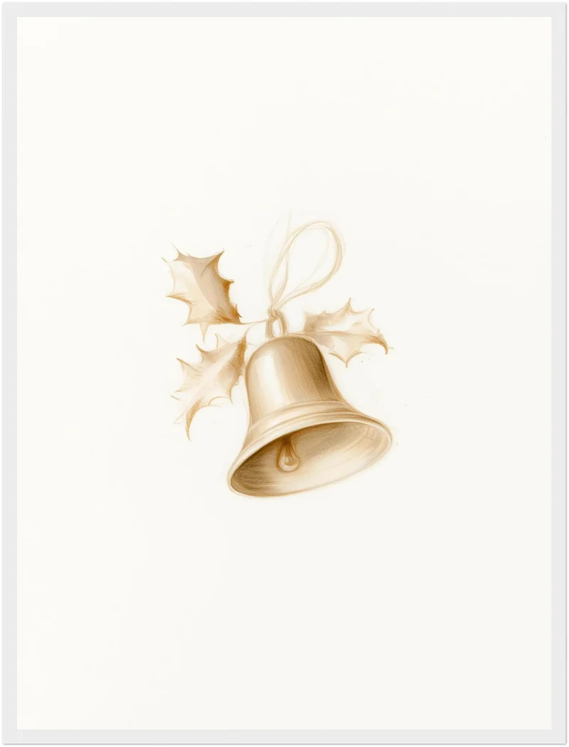 Goldene Weihnachtsglocke mit Stechpalme Poster