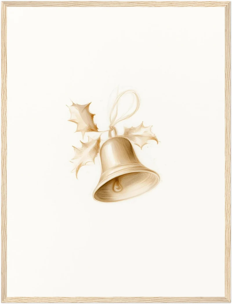 Goldene Weihnachtsglocke mit Stechpalme Poster
