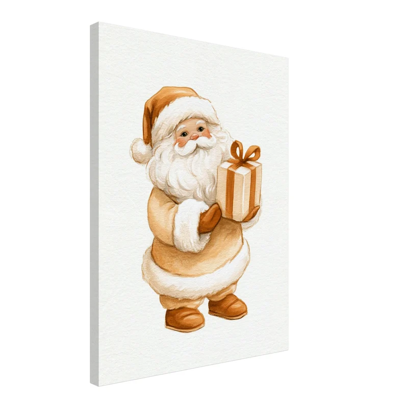 Weihnachtsmann mit Geschenk Leinwand