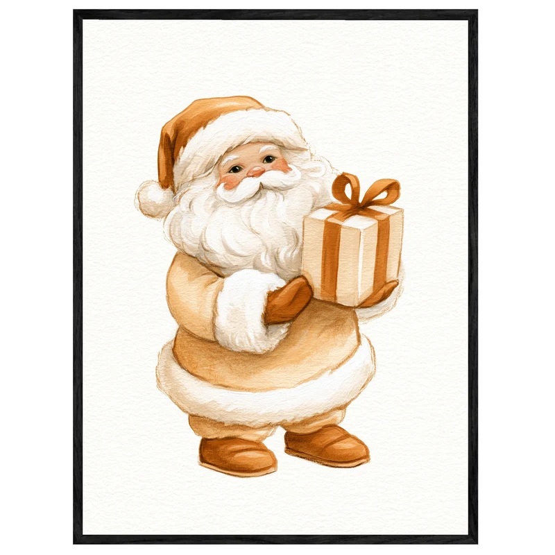 Weihnachtsmann mit Geschenk Leinwand
