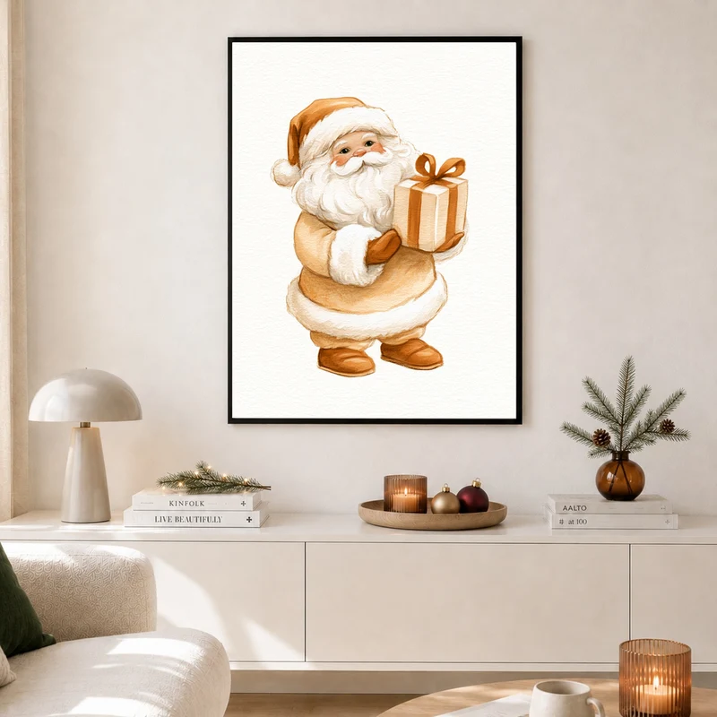 Weihnachtsmann mit Geschenk Poster