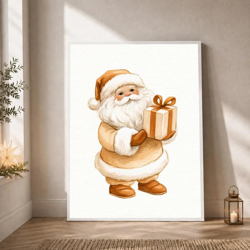Weihnachtsmann mit Geschenk Poster
