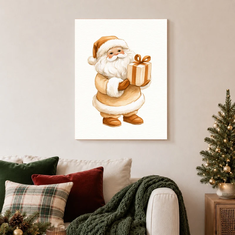 Weihnachtsmann mit Geschenk Poster