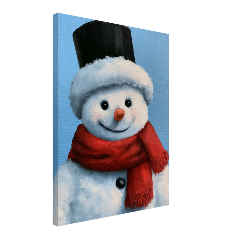 Schneemann Ölgemälde Retro Leinwand