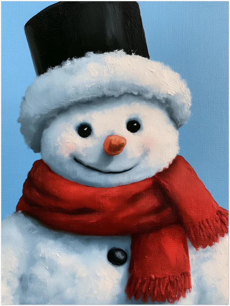 Schneemann Ölgemälde Retro Poster