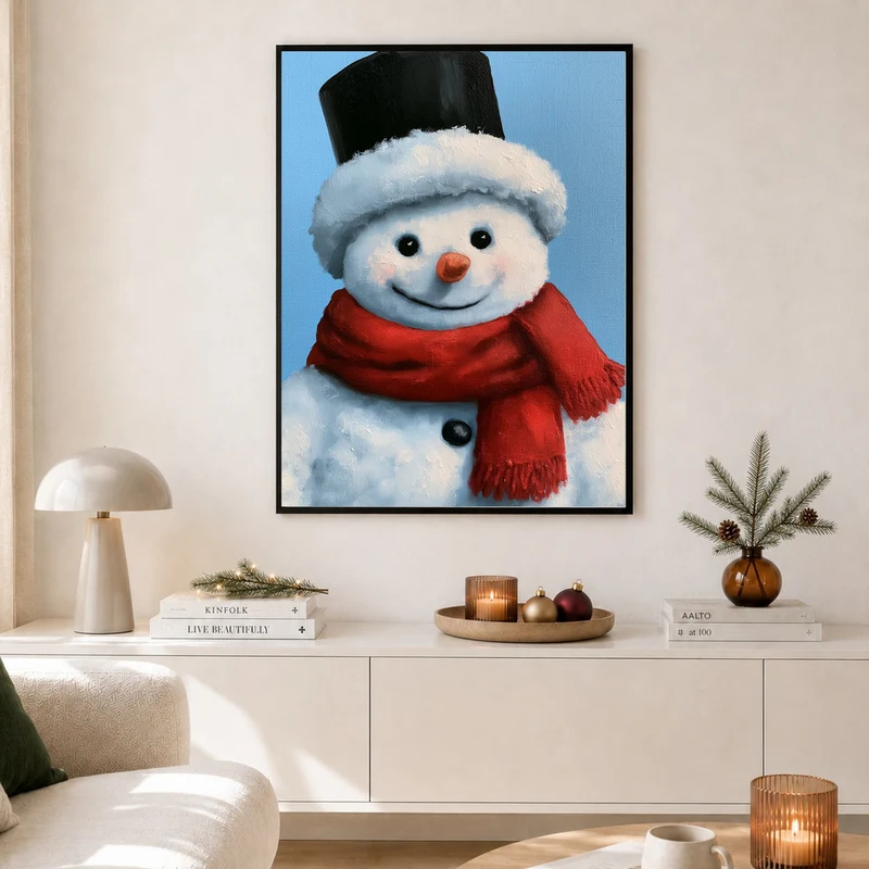 Schneemann Ölgemälde Retro Poster