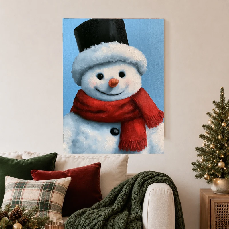 Schneemann Ölgemälde Retro Poster