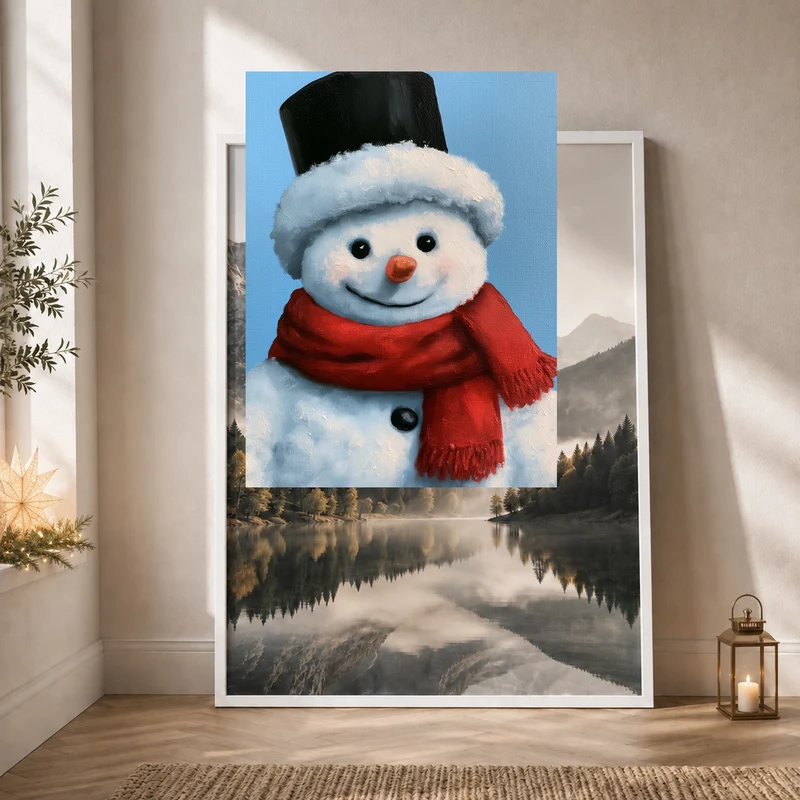 Schneemann Ölgemälde Retro Poster