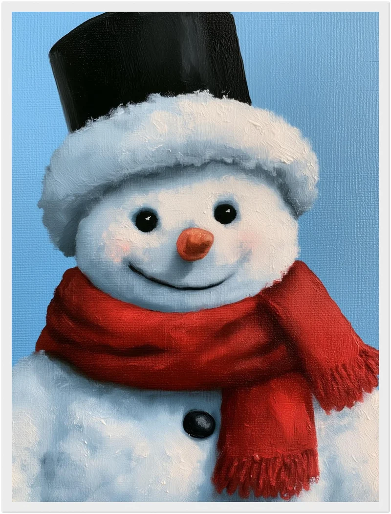 Schneemann Ölgemälde Retro Poster