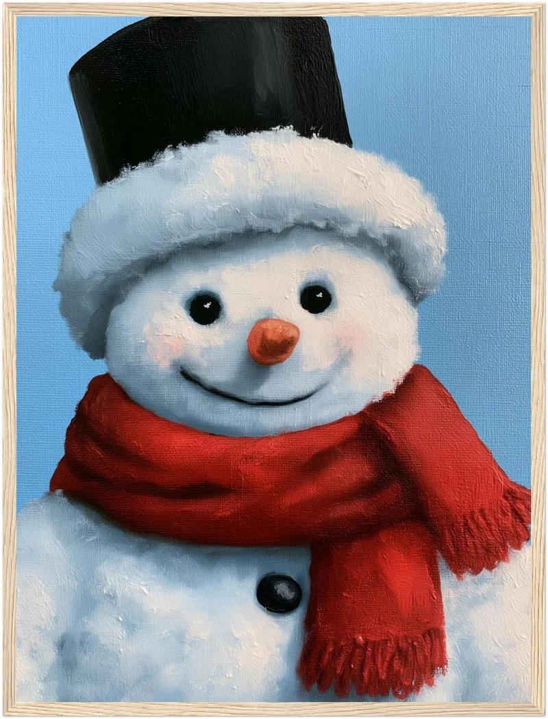 Schneemann Ölgemälde Retro Poster