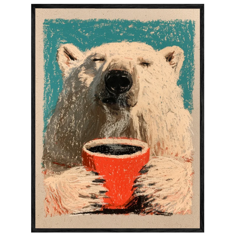 Eisbär mit Kaffeetasse Leinwand