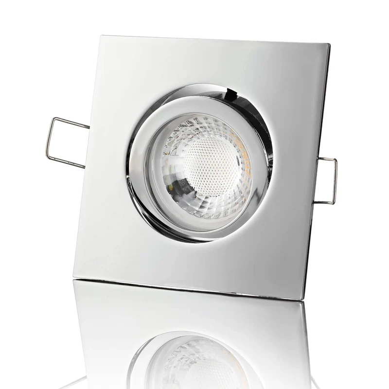 LED Einbaustrahler Dimmbar - Chrom Eckig 5W GU10 LED - Rapid