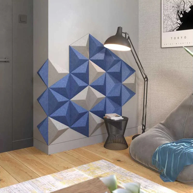 PYRAMID 3D Acoustic Felt Wall Panels - INDIGO Multipack