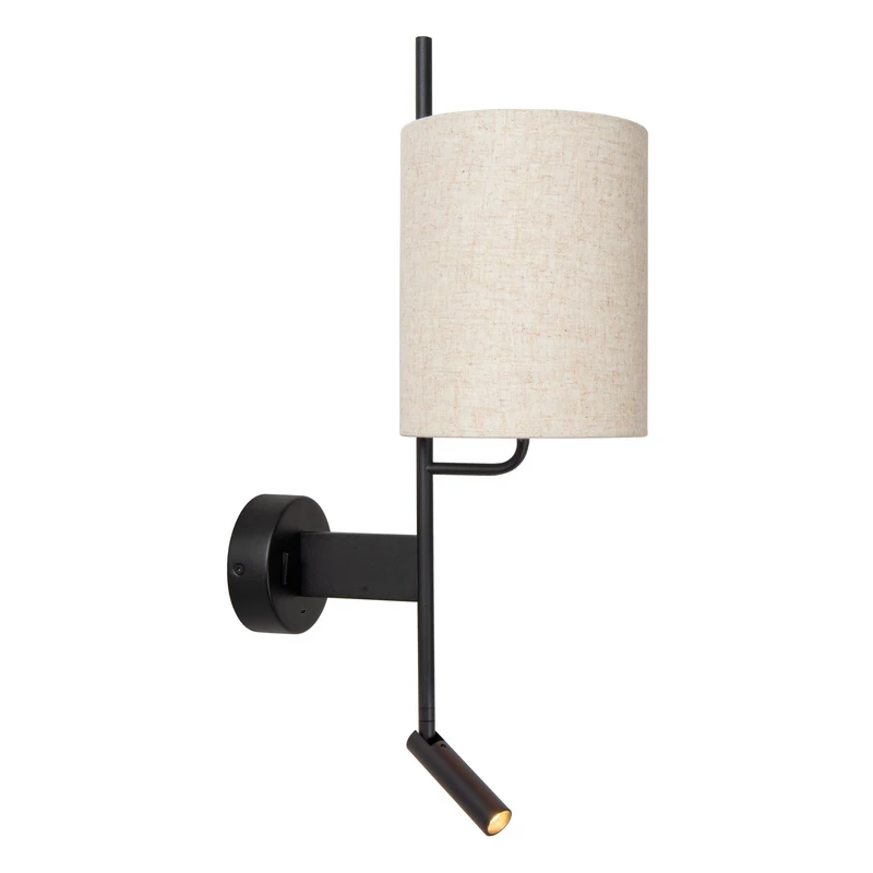 Wandleuchte Magic mit USB-Ladepunkt und Stoffschirm 30cm