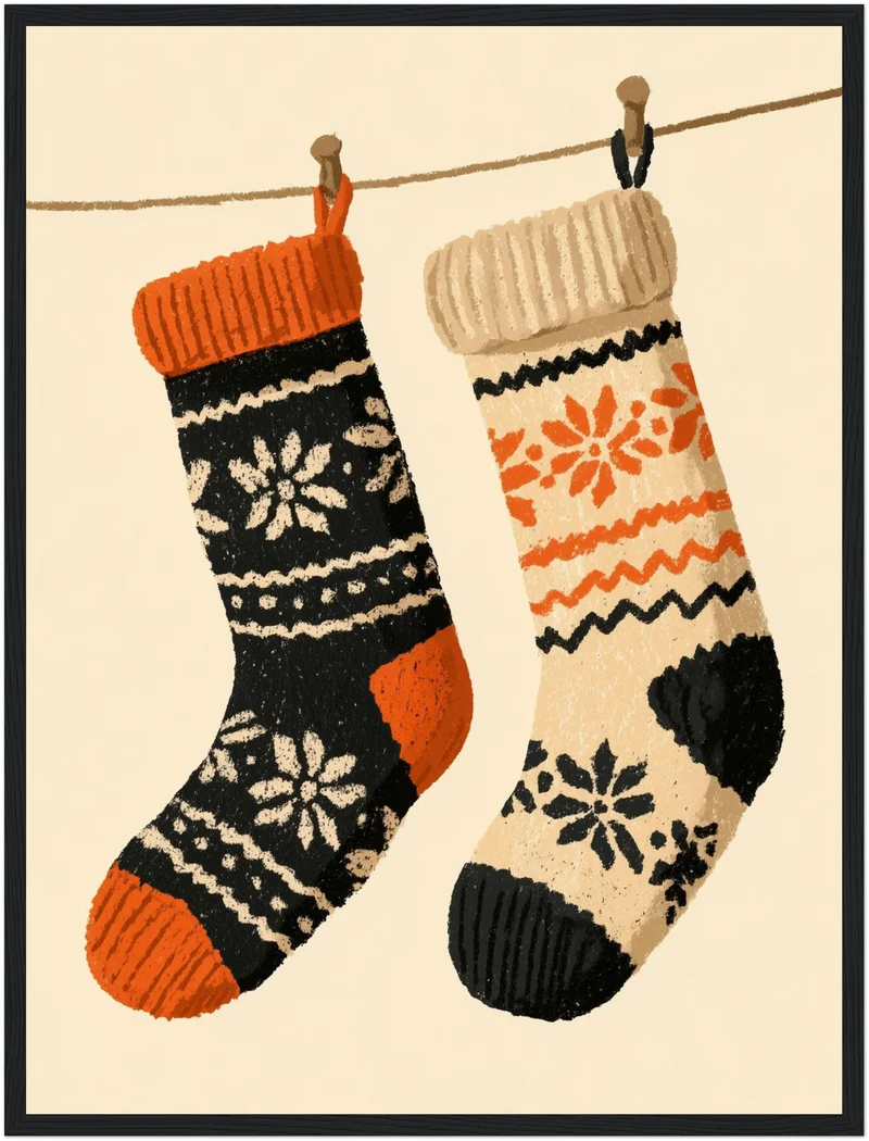 Zwei Weihnachtsstrümpfe Retro Poster