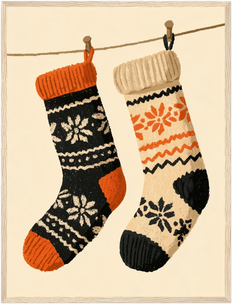 Zwei Weihnachtsstrümpfe Retro Poster