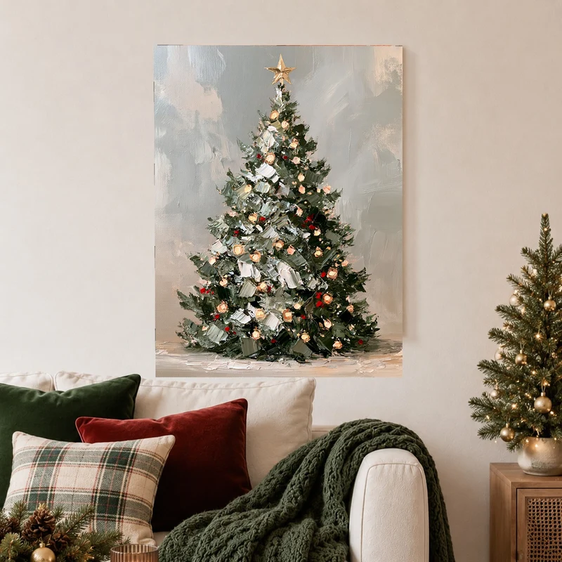 Leuchtender Weihnachtsbaum Retro Leinwand
