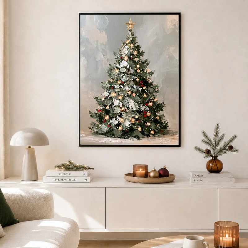 Leuchtender Weihnachtsbaum Retro Poster