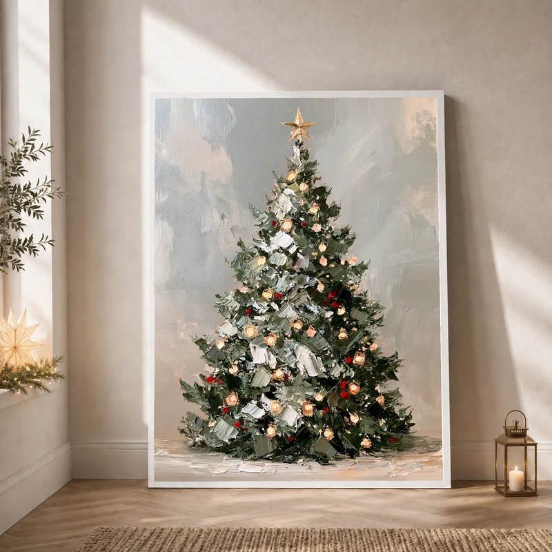 Leuchtender Weihnachtsbaum Retro Poster