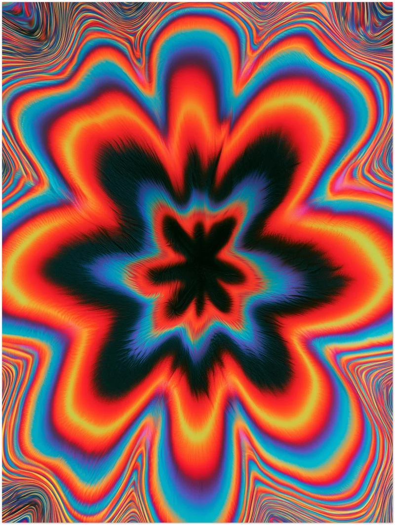 Psychedelische Blüte in Flammen Leinwand